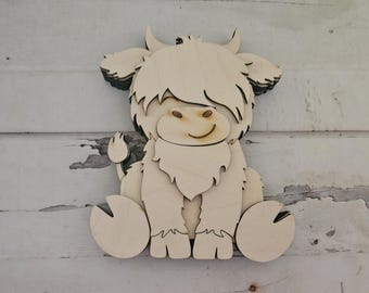 DIY Highland Kuh Kantensitzer: Unfertiges Tier Tablett