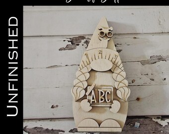 Teacher Gnome Wood Blank, DIY School Shelf Sitter Decor
