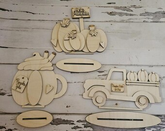 DIY Fall Pumpkin Tiered Tray Decor | Unpainted Wood Shelf Sitter