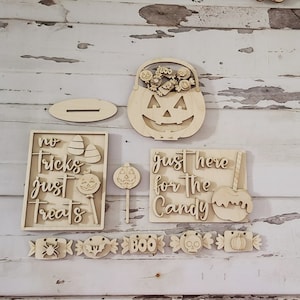 Halloween tiered tray decor bundle, Halloween tiered tray blanks, Fall decor blanks, Halloween DIY decor