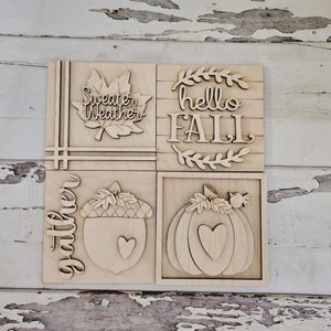 Fall tiered tray decor, Unfinished wood blanks, DIY Autumn decor, DIY tiered tray decor, Make your own tiered tray decor