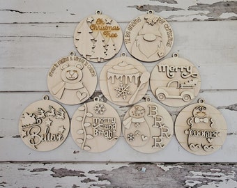 Christmas Ornament Coloring Kit, Christmas DIY Ornaments, Wooden Ornaments to Paint, Kids DIY Ornaments, Kids Christmas Ornaments, DIY Kit