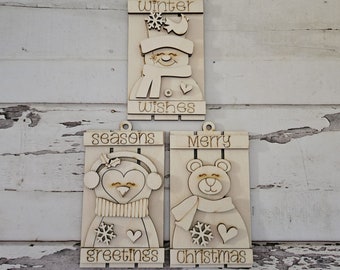 Kit para colorear adornos navideños de madera sin pintar