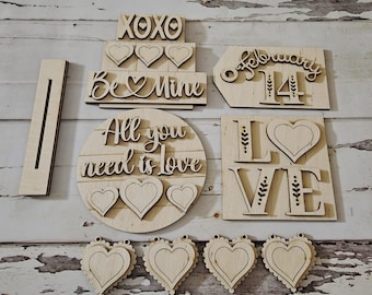 DIY-set voor valentijnstafeldecoratie, 3D-houtbewerking blanco