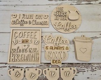 Coffee Tiered Tray Bundle DIY, Tiered Tray Decor blank, Wood Craft Kit, Do It Yourself, DIY Craft Kit, 3D Decor, Coffee Decor DIY