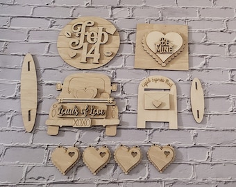 Valentijnsdag gelaagd dienblad DIY decor blanco, houten knutselset