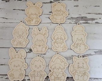 Kit para colorear adornos navideños, adornos de madera DIY para pintar