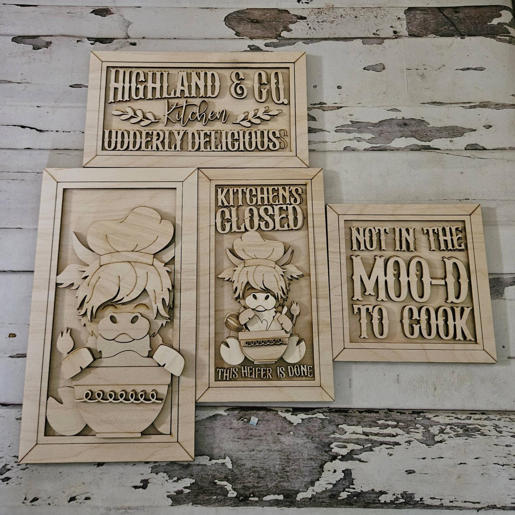DIY Kitchen Highland Cow Home Decor: Make Your Own Tiered Tray Signs - Etsy