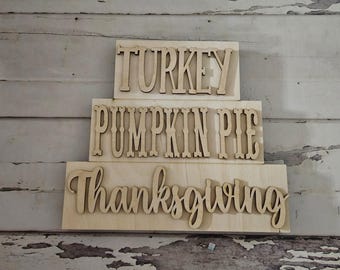 DIY Fall Pumpkin Tiered Tray Decor | Unpainted Wood Shelf Sitter