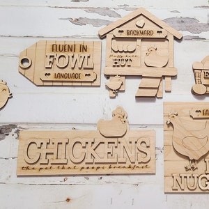 Chicken tiered tray decor, Unfinished wood blanks, DIY chicken decor, DIY tiered tray decor, Make your own tiered tray decor Chicken farmer