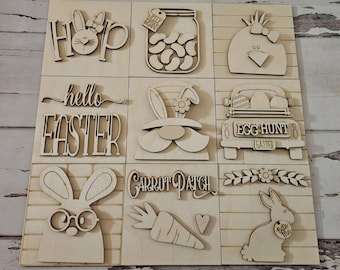 Faça Você Mesmo: Placa Intercambiável de Páscoa – Decoração de Bandeja de Vime de Bétula com Vários Níveis