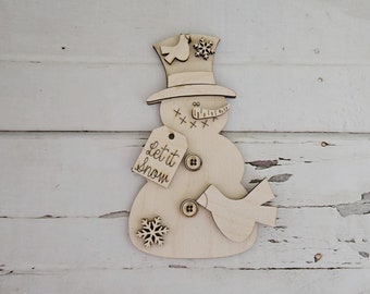Kit para colorear adornos navideños DIY: muñeco de nieve de madera sin terminar