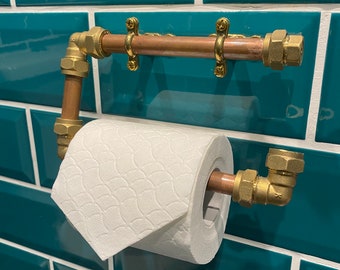 Copper pipe toilet roll holder