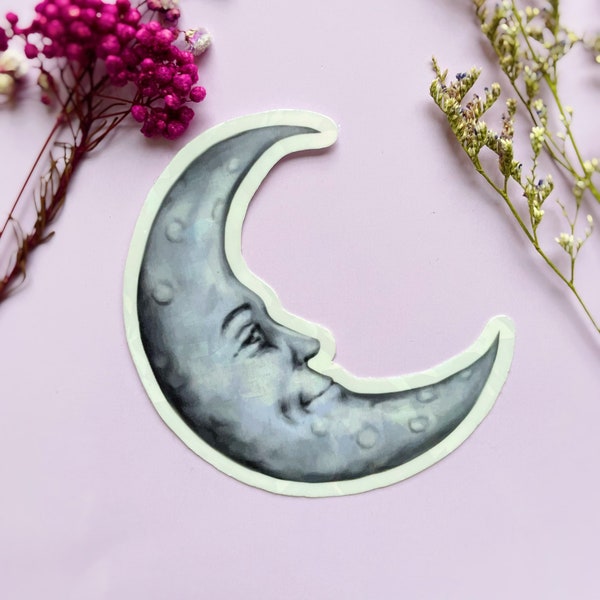 Smiling Moon Face Waterproof Vinyl Sticker