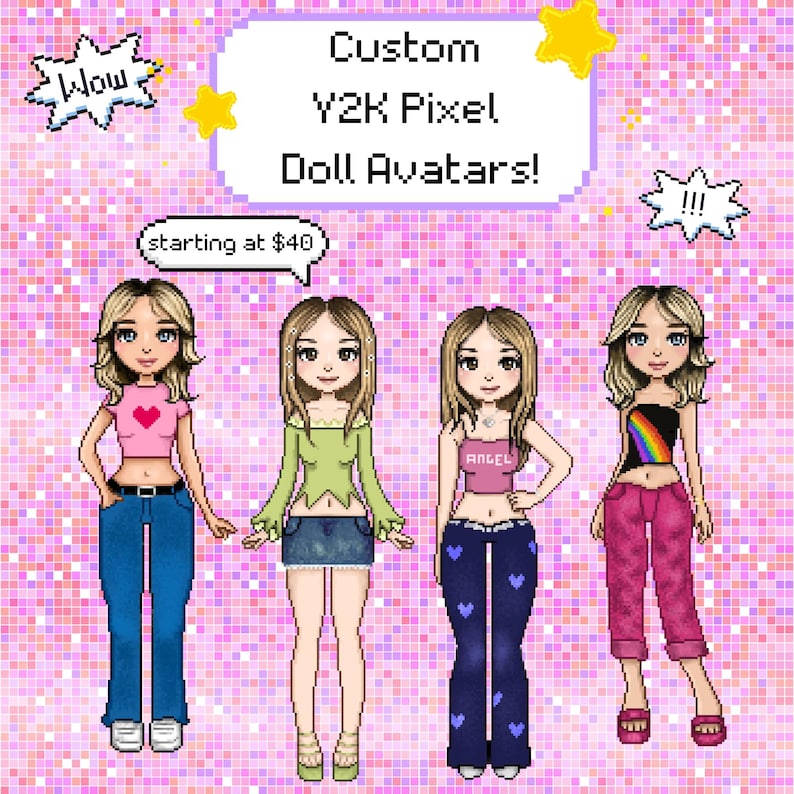 Custom Y2K Pixel Doll Avatars!