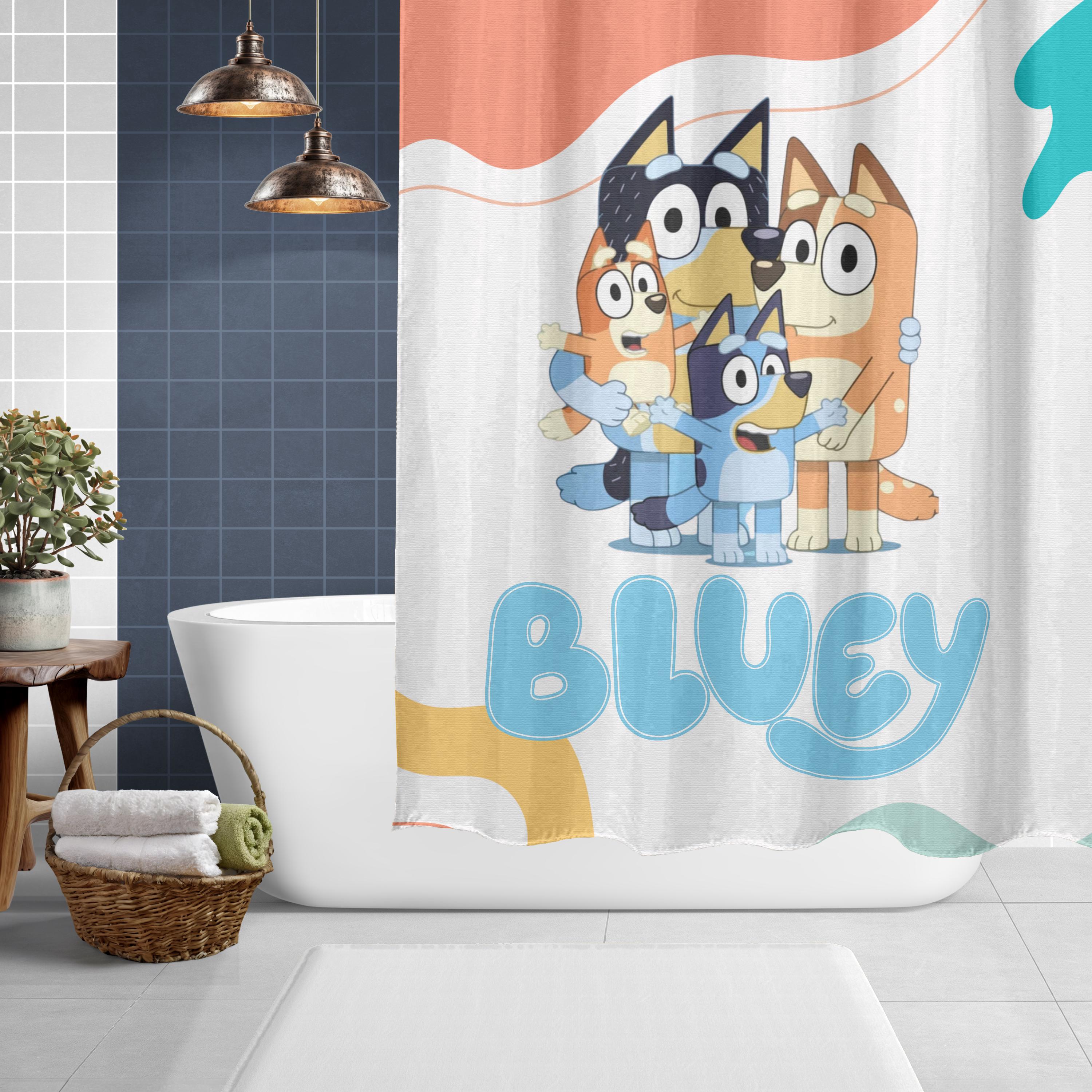 Bluey and Family Kids Shower Curtain, Bluey Family, Bingo, Mom, Dad