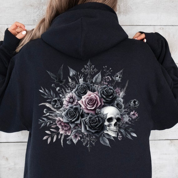 Gothic Roses Skull Hooded Sweatshirt Dark Goth Hoodie Unisex Alternative Fashion Unisex Heavy Blend Hooded Sweatshirt Unique Gift Etsy