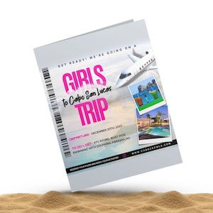 Canva Adult Birthday Trip Invitation Flyer DIY Girls Trip Vacation Invitation Girls Trip Flyer Template For Birthday Itinerary Template