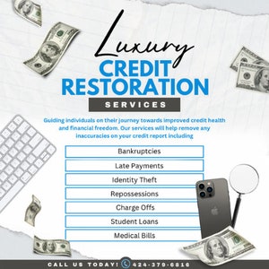 Canva Credit Restoration Flyer Template/ DIY Financial Credit Repair Flyer Template/ Editable Digital Credit Services E-Flyer Template