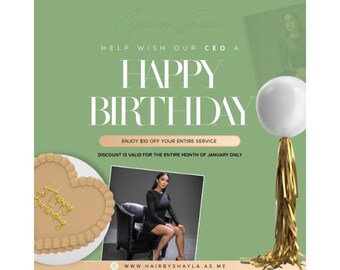 Canva CEO Birthday Sale Flyer Template DIY Birthday Discount Flyer Template For Instagram Happy Birthday Sale E-Flyer Client Appreciation