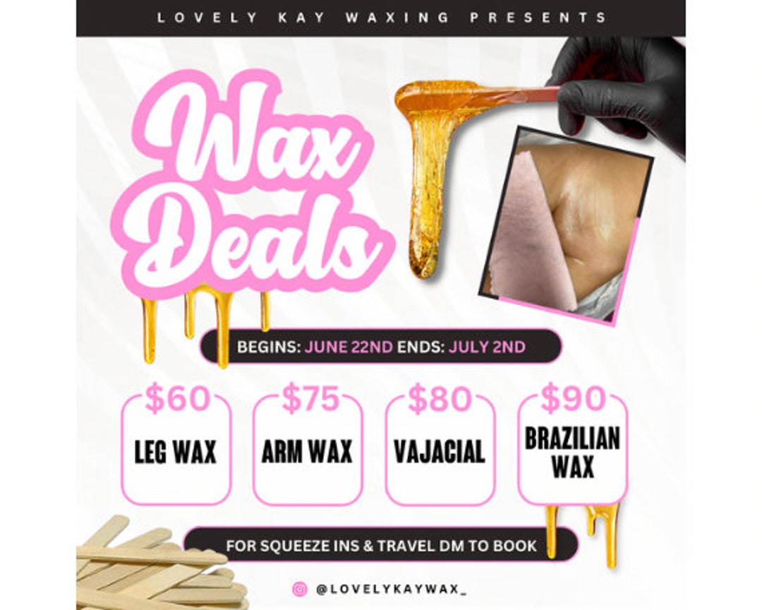 Canva Body Waxing Flyer Template/ Brazilian Wax Deals Eflyer/ Digital