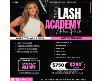 Canva Lash Class Flyer Template Editable DIY Lash Training Course Flyer Lash Tech One On One Ombré Brow Class E Flyer Template