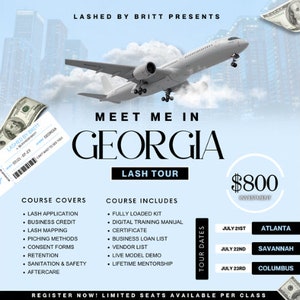 Canva Lash Tour Flyer Template/ Blue and White Lash Course Flyer/ Digital DIY Hair Class Travel Flyer/ Group Lash Class E-Flyer Template