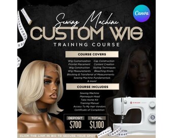 Canva Wig Making Course Flyer Wig Class Flyer Template Wig Training Course E-Flyer DIY Lace Class Instagram Flyer Wig Making Class Template
