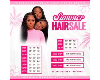 Canva Bundle Deals Pricelist Template/ Editable DIY Hair Sale Flyer Template/ Pink and White Hair Prices E-Flyer/ Digital Bundle Sale Flyer