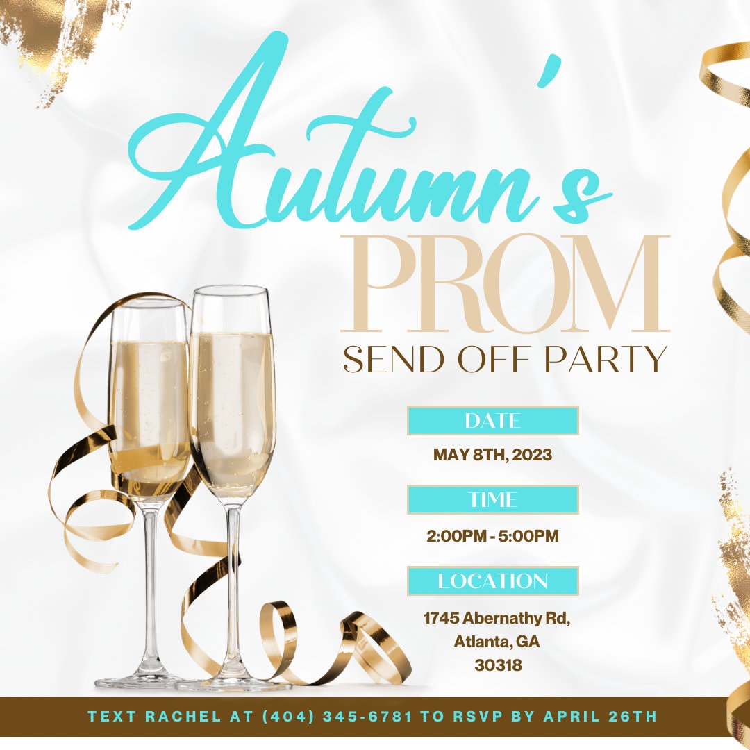 Canva Prom Send off Invitation Template/ Editable Champagne Party E Canva Prom Send off Invitation Template/ Editable Champagne Party E