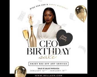 Canva Business Anniversary Sale Flyer Template DIY CEO Happy Birthday Flyer Template Happy Birthday Sale E-Flyer Client Appreciation