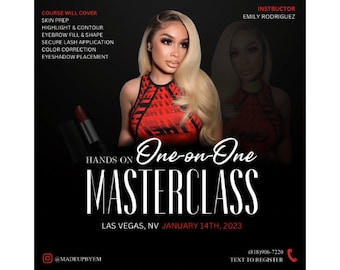 Canva 1on1 Makeup Class Flyer DIY Makeup Artist Masterclass E-Flyer Template Makeup Course E-Flyer 1on1 MUA Training Flyer Template