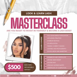 Canva Masterclass Flyer Template/ Editable Wax Training Course Flyer/ DIY Makeup Class Flyer/ One on One Hair Class E-Flyer Template