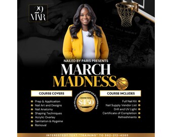 Canva March Madness Nail Course Flyer March Nail Training Class Flyer IG Template Editable DIY March Nail Course E-Flyer For Nail Techs