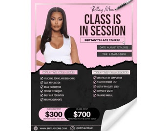 Canva Social Media Template Flyer For Training Course Hair DIY Flyer Editable Class Template For Business Owner IG Content E Flyer