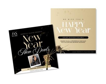 Canva Happy New Year Flyer Template DIY New Year Sale Flyer New Year New Deals Flyer Template For January Happy New Year E-Flyer