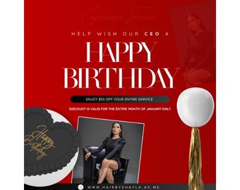 Canva CEO Birthday Sale Flyer Template DIY Birthday Discount Flyer Template For Instagram Happy Birthday Sale E-Flyer Client Appreciation