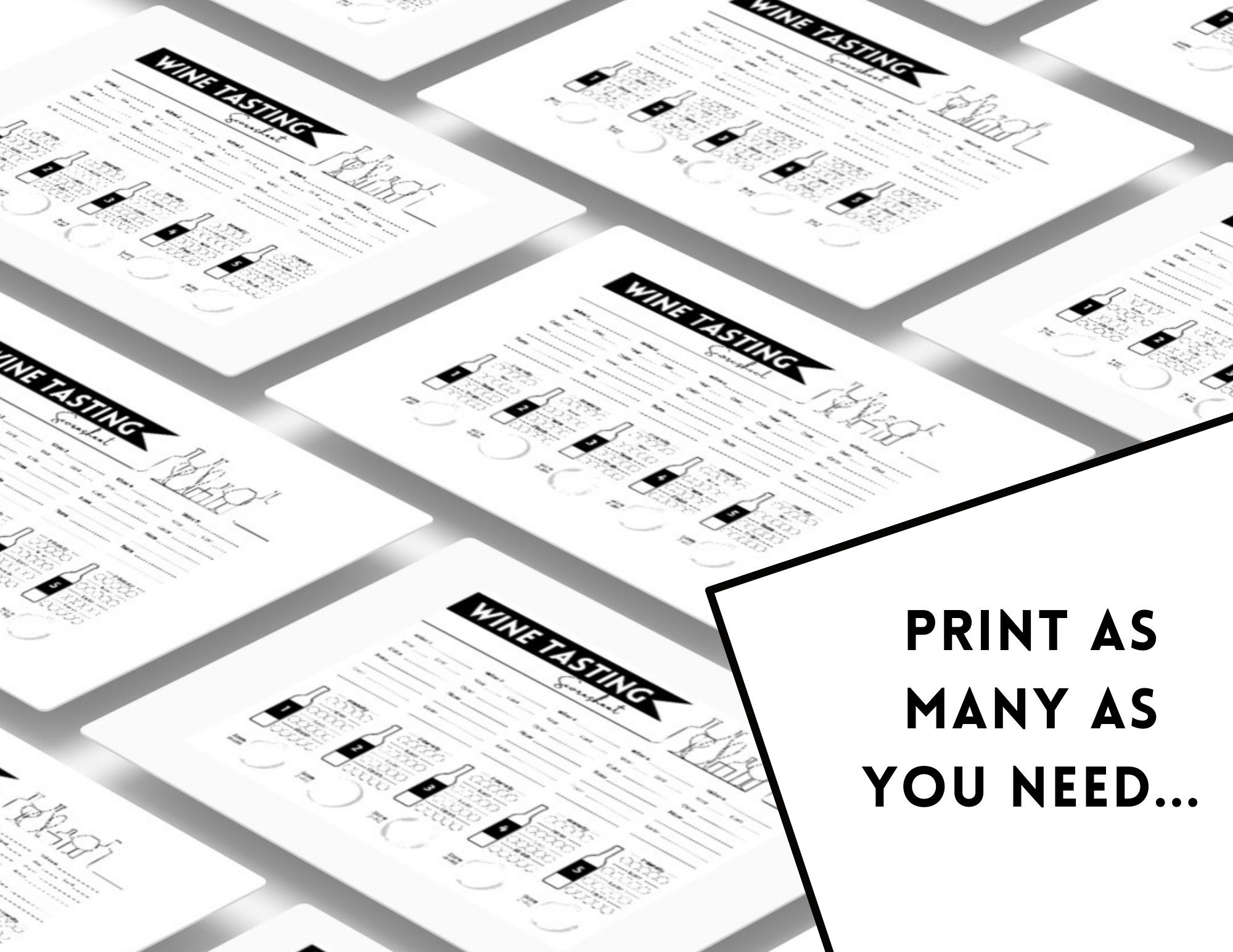 Printable Wine Tasting Card Download Great for Blind Wine Tasting and