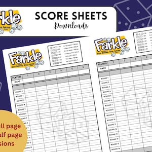 Farkle Game Score Sheets with Rules - Instant Download and Print Unlimited!