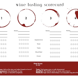 Blind Wine Tasting Scorecard - Lustige Partyspiele - Color Download