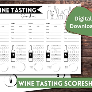 Printable Wine Tasting Card - Download - Great for blind wine tasting and scoring!