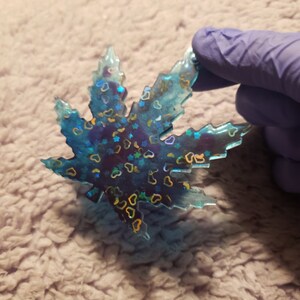 Blue Sparkle Pot Leaf Keychain