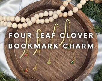 Four Leaf Clover Bookmark Charm | Bookmark Charm | Gold Plated Bookmark | Gift for Readers | Bookmarks | Stocking Stuffer for Readers