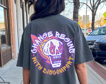 Change Begins With Discomfort Shirt, Comfort Colors, Pump Cover Shirt, Gym Clothes, Gift For Bodybuilder, Gym Pumpcover, Weightlifting Gift