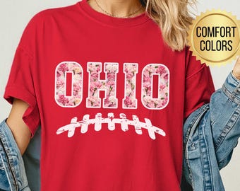Ohio Football Shirt, Comfort Colors®, Nelken Shirt, Ohio T-Shirt im Vintage-Stil, Spieltag Shirt, Ohio Liebhaber T-Shirt, Ohio Geschenk, süßes Football T-Shirt