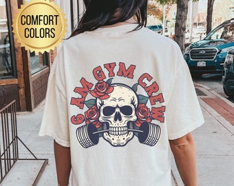 6 Uhr morgens Gym Crew Shirt, Komfortfarben, Pump Cover Shirt, Geschenk für Gym Ratt, lustiges Workout T-Shirt, Gewichtheben Geschenke, übergroßes Gym Shirt
