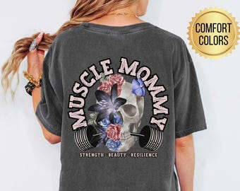 Comfort Colors® Muscle Mommy Shirt, Pump Cover Shirt, Gift For Mom, Gym Girly Gift, Women Workout Tee, Fitness Mama, Gym Workout Clothes