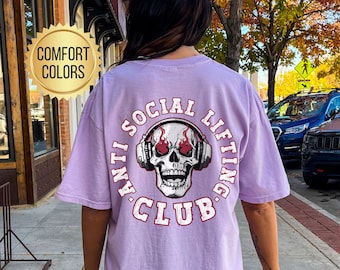 Anti Social Lifting Club Shirt, Komfortfarben, Gym Pump Cover, Gym Pump Cover, Gym Ratte Geschenk, lustiges Workout T-Shirt, Gewichtheben Shirt, übergroßes Gym Tee