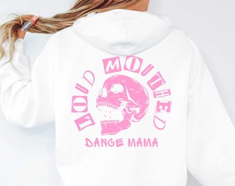 Sweat à capuche personnalisé maman de danse avec oreilles haute, sweat à capuche de maman de danse personnalisé avec nom sur la poche, cadeau de maman de danse, idée cadeau maman de concours de danse