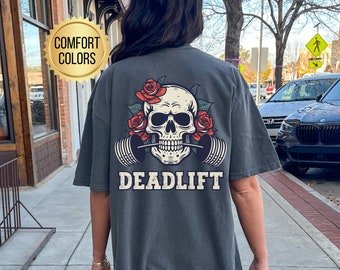 Koszulka Deadlift Skull, Comfort Colors, Gym Pump Cover, Gym Tee, Funny Workout T-Shirt, Koszulka do podnoszenia ciężarów, Oversized Gym Tee, Koszulka fitness